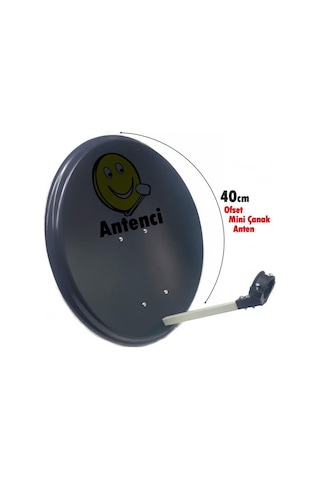 Antenci 40cm Mini Karavan Çanak Anteni - Antrasit