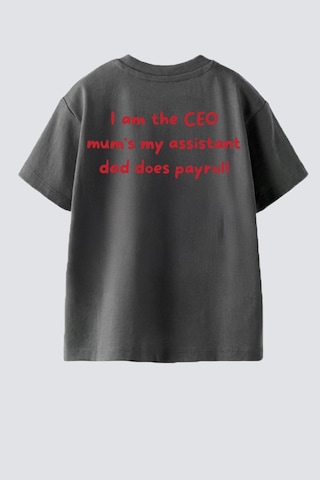 Monila Unisex Çocuk Pamuklu Sırtı Baskılı T-shirt Antrasit