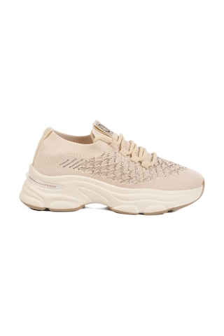 Krem Hafif Triko Örme Anatomik Kadın Sneaker B064 Z Krem