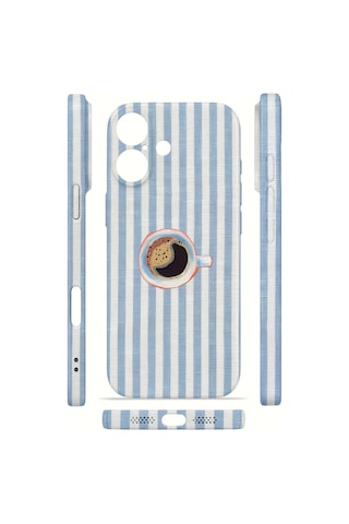 Apple iPhone Uyumlu 17 Vorian İnce Kamera Korumalı Mika Kılıf Morning Coffee Stripe Morning Coffee Stripe Mika
