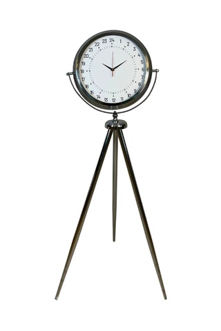 Krom 24 Saat Göstergeli 150 X 45 Cm Metal Özel Tasarım Tripod Ayaklı Saat Diğer