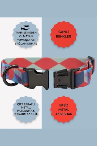 Caramelos İsimli Köpek Tasması, Köpek Künyesi, Köpek İsimlik 220 Pembe & Mavi