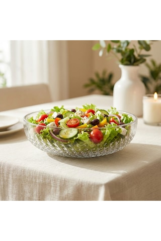 Selen Concept Mira Model El Yapımı Cam Salata ve Meyve Kasesi Tekli