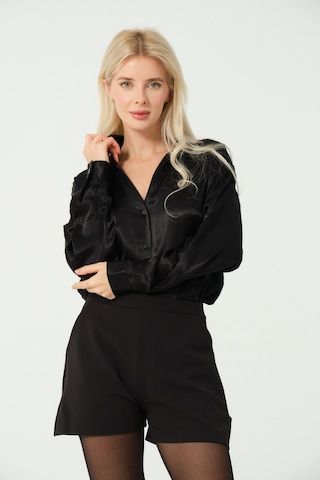 S'amore Clothing Basic Saten Gömlek Siyah