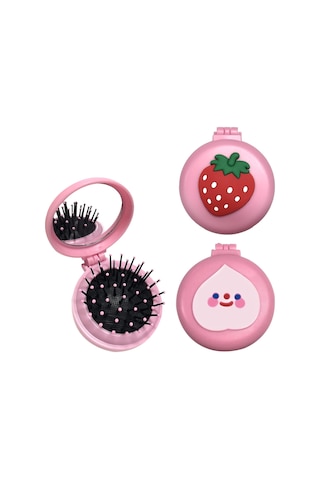 Adet Katlanır Saç Fırçası Aynalı Yuvarlak Katlanır Cep Saç Fırças