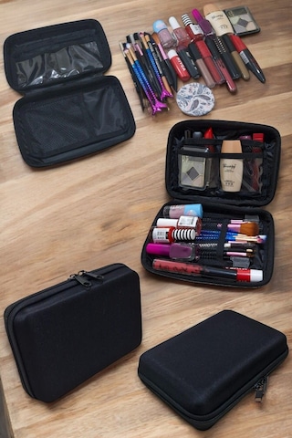 Makyaj Çantası Sert Kapaklı Kozmetik Seyahat Organizeri Siyah