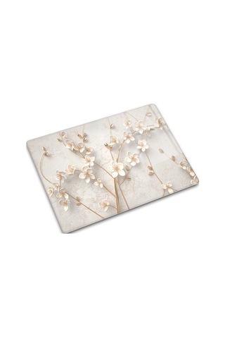 Cam Kesme Tablası - Cam Kesme Tahtası Beyaz Çiçek 30cm X 40cm