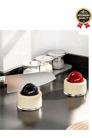 Premium Pratik Keskin Makas Şef Mutfak Paslanmaz Vantuzlu Mini Bıçak Bileme Aparatı Aleti - 1 Adet