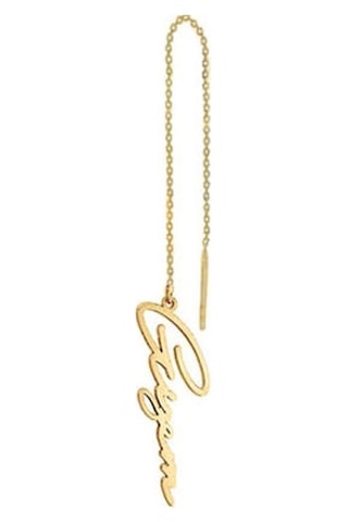 Engingold 14 Ayar Altın Sallantılı Tek İsim Küpe