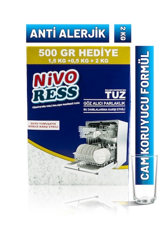 Nivoress Fosfatsız k Bulaşık Makinesi Tuzu 2 Kg