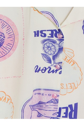 Lcw Dream Bej Gömlek Yaka Desenli Kadın Pijama Üst