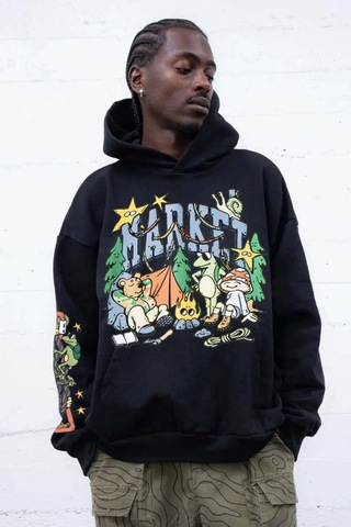 Backcountry Buds Hoodie - Pamuk Siyah Makinede Yıkanabilir Konfor 2XL