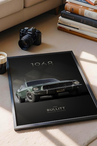 1968 Ford Bullitt Mustang Fastback Çerçeveli Tablo - Special Edition Car Poster