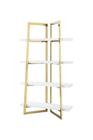 Nysa Gold Metal Beyaz Kitaplık & Raf