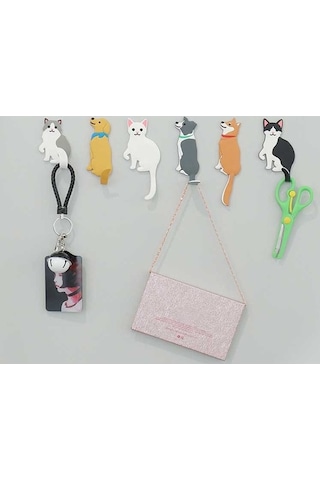 Dancemonkey Cbtx Bbq-029 Karikatür Kedi Köpek Duvar Kancası - Traceless Askı Yapışkan Bantlı Köpek D4 Model Çok Renkli