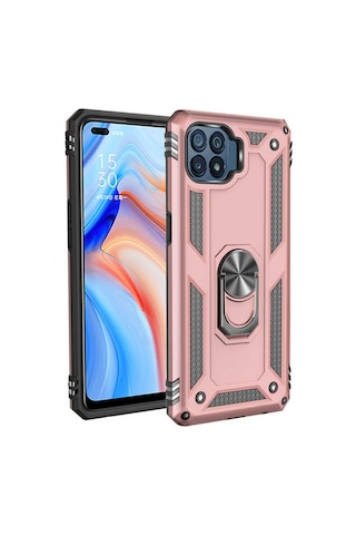 Oppo Reno 4 Lite Kılıf Zore Vega Yüzük Standlı Zırh Kılıf
