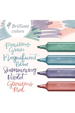 Faber-Castell Fosforlu Kalem 46 Metalik Renkler 4'lü Çok Renkli