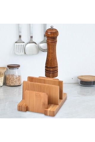 Tongxida Suntek Bambu Kesme Tahtası Rafı, Kap Tava Kapakları Ve Plakalar, Koyu Kahverengi Kahverengi