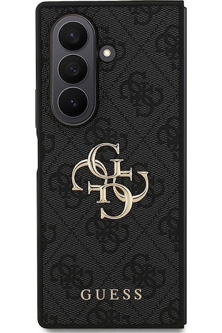 Galaxy Z Fold 7 Uyumlu Kılıf Guess Lisanslı Pu Deri Büyük Metal Logo Dizaynlı Kapak Siyah