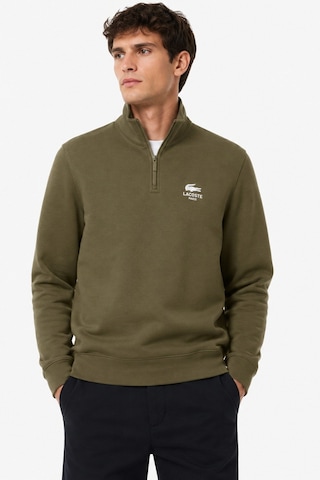 Lacoste High Neck Zip-up Print Unisex Sweatshirt Fermuarlı Yüksek Yaka Pamuklu Sweatshirt Yeşil
