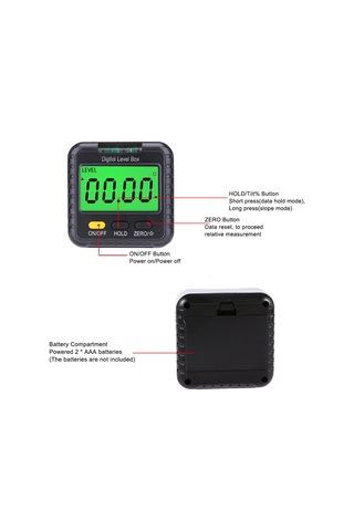 Vkemall Dijital Açı Ölçer 4x90 Hassasiyetli 0.1 Taşınabilir Seviye Cihazı Seviye Balonu İçerir Pil Dahil Değil