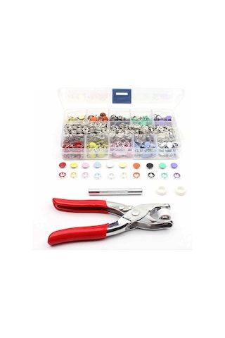 Ranyeek 9.5mm 10 Renk 200 Adet Sert Tıkanaklı El Basma Aracı Ve Saklama Kutusu Seti Çok Renkli