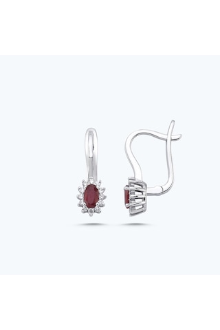 Altınbaş Pırlanta Yakut Oval Küpe Erm1048y-14k Beyaz