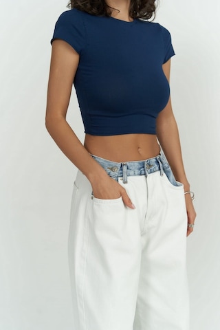 1606 - Mai Collection Toppin İndigo Penye Crop İndigo
