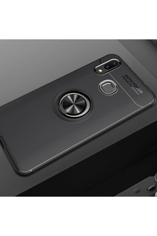 Huawei Y7 Prime 2019 Kılıf Yüzüğü Stant Ve Araç Tutucu Olabilen Şık Esnek Premium Silikon Kapak Ryc/ravel Siyah
