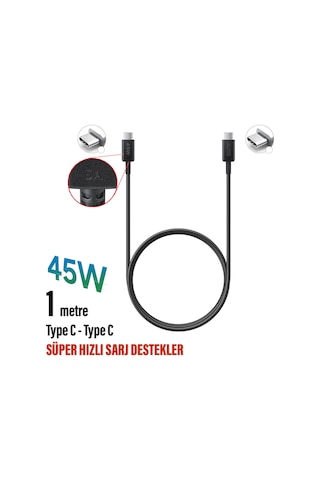 45w Süper Hızlı Şarj Kablosu Type C - Type C Samsung Type-c Telefonlar Uyumlu