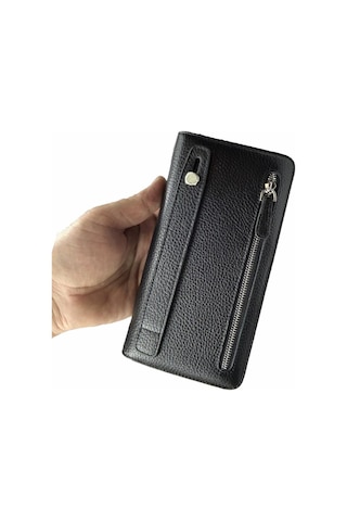 Çanta Yurdu Diga Hakiki Deri 2003 Kartlık Telefon El Çantası Siyah Siyah