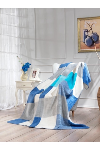 Lüks Peluş Battaniye Tek Kişilik Mavi 160 x 220