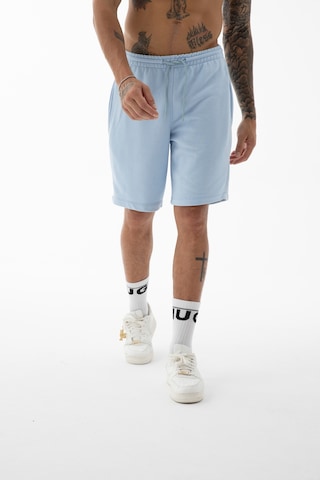 Erkek Açık Mavi Yüksek Kalite Relax-fit Rahat Kesim %100 Pamuk Bağcıklı Siyah Düz Basic Şort Açık Mavi