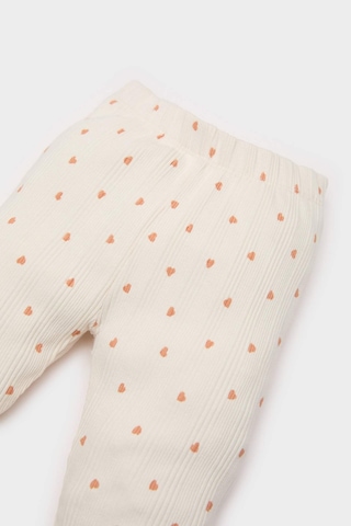 DeFacto Kız Bebek Kalp Desenli Beli Lastikli Fitilli Kaşkorse Tayt E8207A525SPER233 Ekru