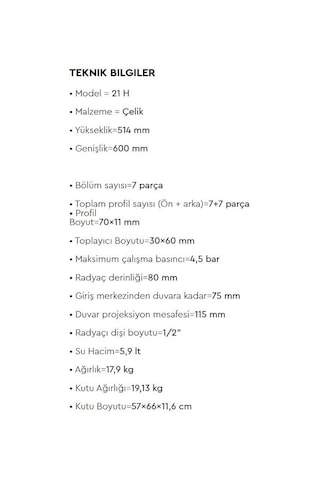 Radiva - Tip 21h Dekoratif Radyatör 514x600 Ahşap - 221h05140600x1xs-