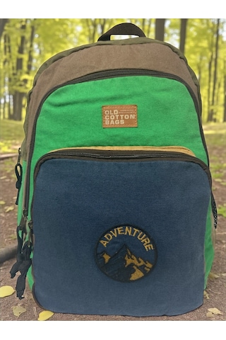 Old Cotton Cargo Kaliteli Siyah Vintage Salaş Baskılı Disayn Günlük Gezi Okul Sırt Çantası Revilla Bag 28x38cm Lacivert - Yeşil