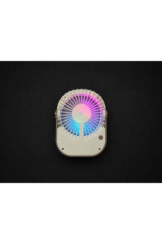 Mini Şarjlı Masaüstü Fan Rgb Işıklı Ve Ayaklı Tasarım Çantada Taşımaya Uygun Karma Renk