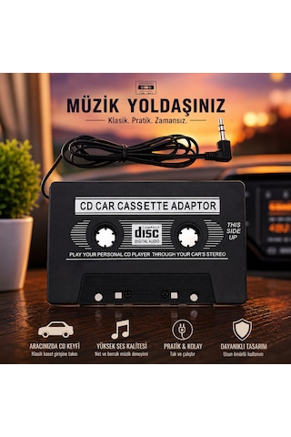 Oto Kaset Adaptörü Aux Araç Teyp Kaset Dönüştürücü Mp3 Telefon Cd Uyumlu