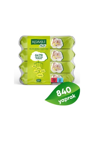 Komili Soft Islak Havlu 4 x 70 - 3'lü Paket - 840 Yaprak