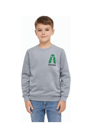 Baglan Erkek Çocuk Önü Baskılı Sweatshirt Bgl-st05234 Gri