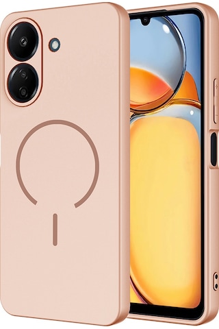 Xiaomi Redmi 13c Kılıf M-safe Şarj Özellikli Zore Meta Kapak Rose Pembe