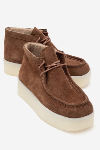Luvishoes Luvi Shoes Melıa Taba Süet Hakiki Deri Kadın Bilekte Bot Taba