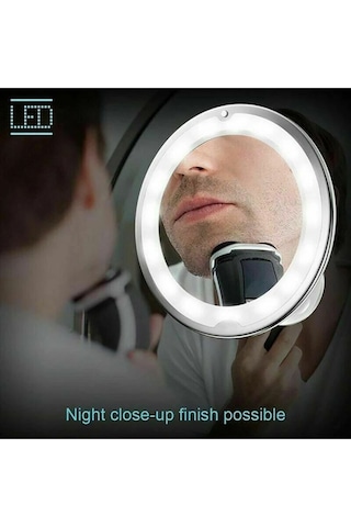 Flexible 10x Zoomlu Esnek Işıklı Çerçeveli Makyaj Aynası Beyaz