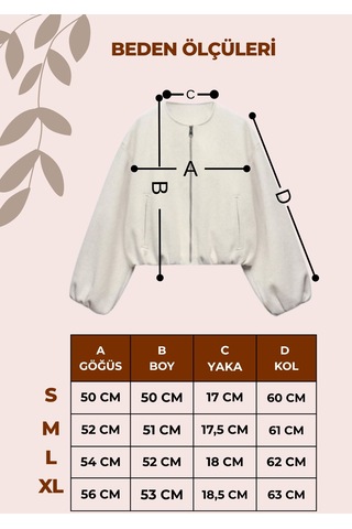 Smalltouch Rahat Kalıp Kaşe Kumaş Kadın Fermuarlı Bomber Ceket Füme