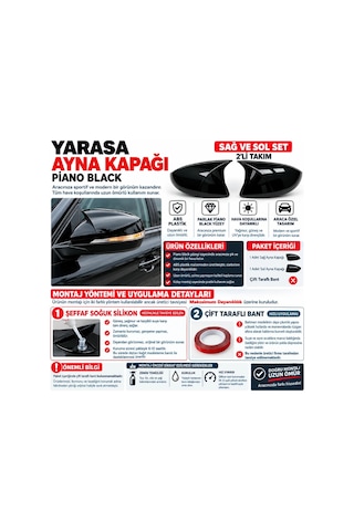 Seat Leon Mk3 2015 2016 2017 Uyumlu Araca Özel Yarasa Batman Piano Black Ayna Kapağı Takımı