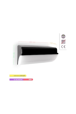 ACK 30W LED Duvar Armatürü 3000K Günışığı Dekoratif Dış Mekan Bah Diğer