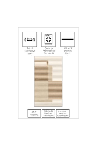 West Home Makinede Yıkanabilir Kaymaz Taban Leke Tutmaz Bej Modern Salon Halısı Mutfak Halısı Ve Yolluk Wh601 Beige