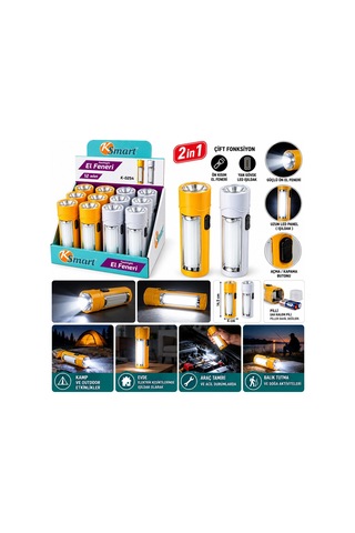 12 Adet 2in1 Pilli El Feneri Renkli Plastik K-0254 5468