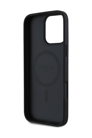 Apple Uyumlu iPhone 16 Pro Max Kılıf Guess Lisanslı Magsafe Özellikli Çiçek Tasarımlı Yazı Logolu Kapak Siyah