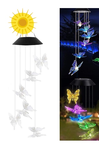 Greentech Güneş Enerjili Renk Geçişli Kristal Kelebek Aydınlatma / GT-SL08